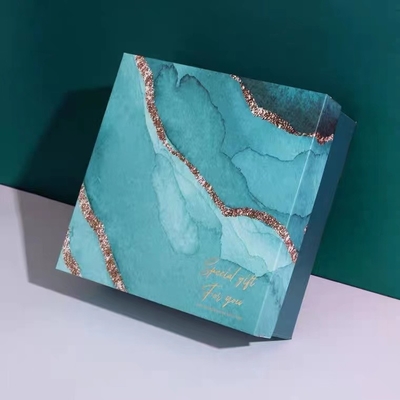 Blue Art Paper Paperboard Gift Boxes Custom With Rigid Lid And Base