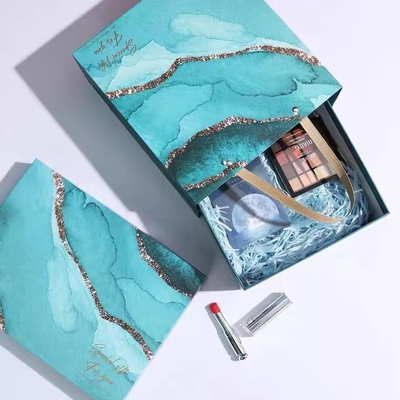 Blue Art Paper Paperboard Gift Boxes Custom With Rigid Lid And Base