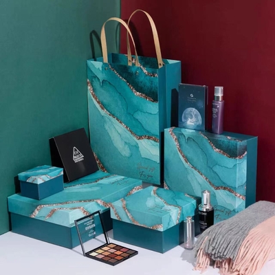 Blue Art Paper Paperboard Gift Boxes Custom With Rigid Lid And Base