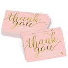 Rectangle 5'' Pink And Gold Thank You Cards , Thank You Bussiness Cards