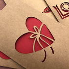 10cm Kraft Paper Laser Cut Wedding Cards Red For Wedding Party