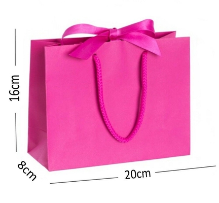Rope Handle Ribbon Tie Printed Paper Shopping Bag For Boutique Shop