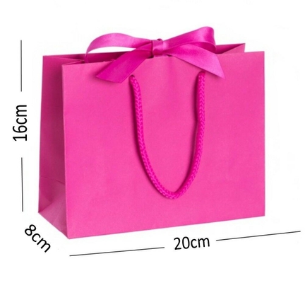 Rope Handle Ribbon Tie Printed Paper Shopping Bag For Boutique Shop