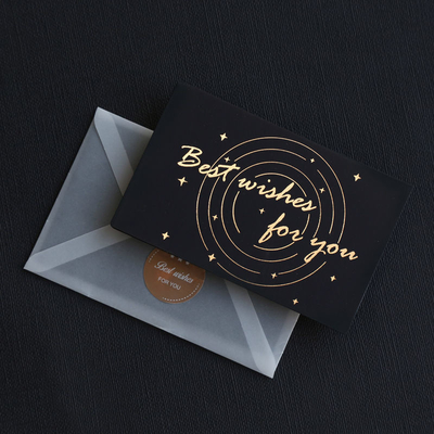 Transparent Black Art Paper Laser Cut Wedding Cards With Logo Foil Hot Stamping