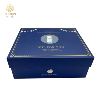 Blue Art Paper Paperboard Gift Boxes With Hardcover Printing Logo For Luxury Gift Packaging