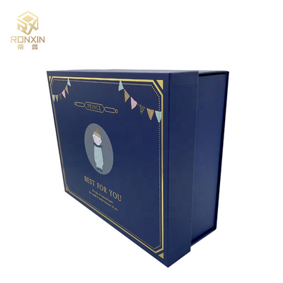 Blue Art Paper Paperboard Gift Boxes With Hardcover Printing Logo For Luxury Gift Packaging