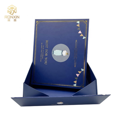 Blue Art Paper Paperboard Gift Boxes With Hardcover Printing Logo For Luxury Gift Packaging